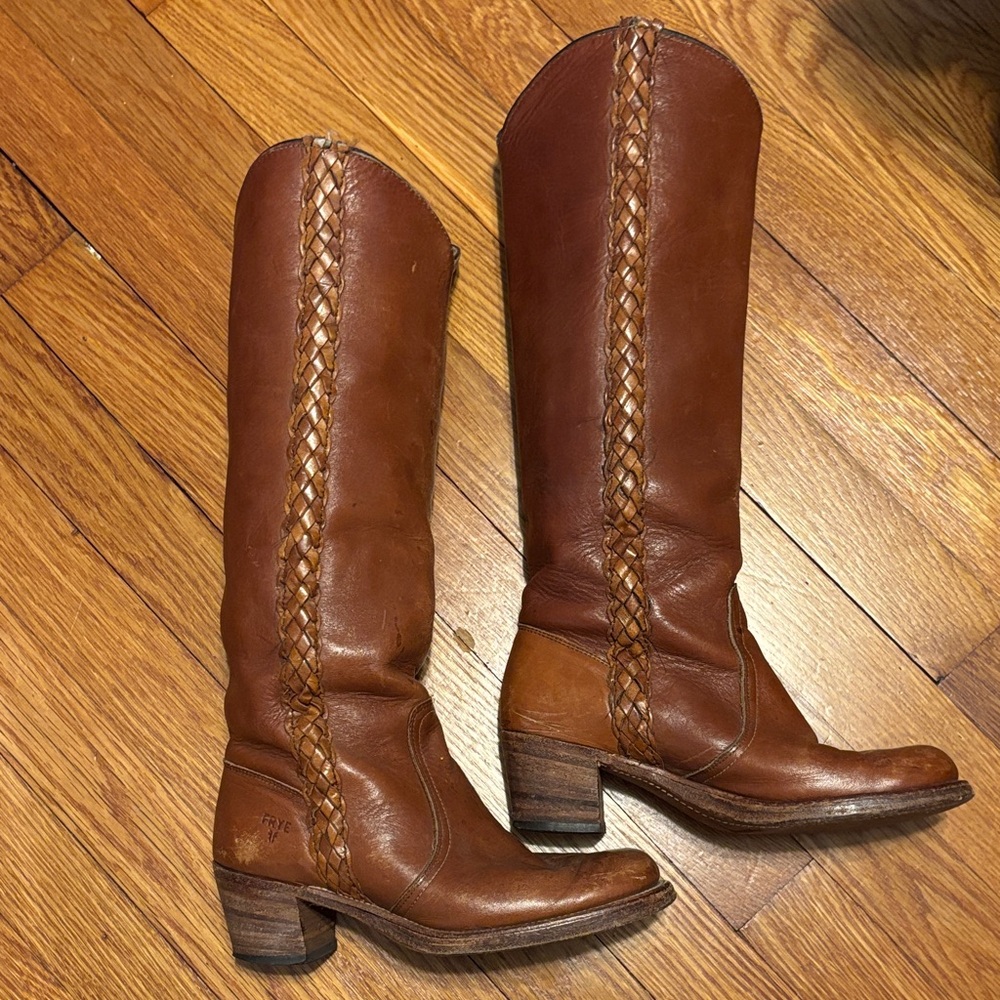 Vintage frye braided High Boots